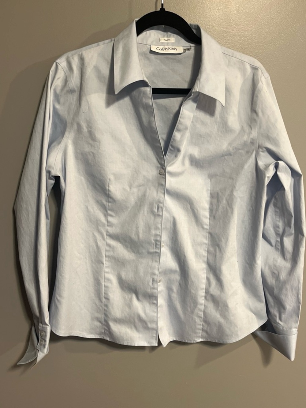 Calvin Klein Women's Light Blue Button-Down Shirt